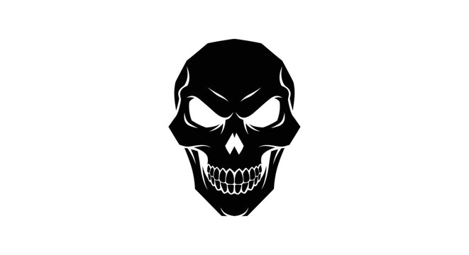 Black Skull Icon Graphic Symbol.