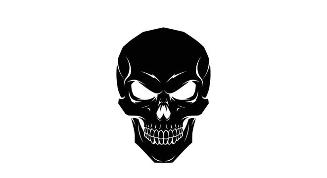Black Skull Icon Graphic Symbol.