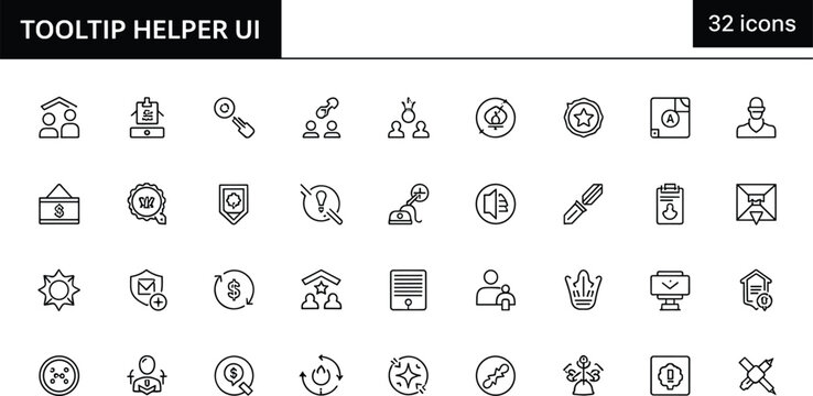 Tooltip Helper UI Icon Set With Help Guidance Tips Support And Minimal Interface Symbols For Digital App Design