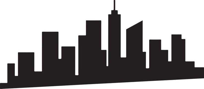 Low detail skyline silhouette offset base alignment minimalist vector dynamic city skyline design