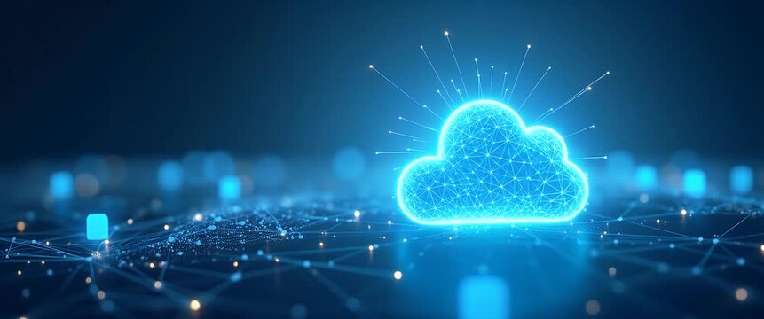 Implementing innovative cloud networking solutions to enable efficient data transfer and secure high speed connectivity across global enterprise systems. in  Photo Stock  Concept  and empty space on t