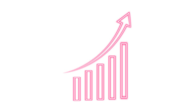Business graph with arrow going up, illustration business graph on transparent background. for successful graph.