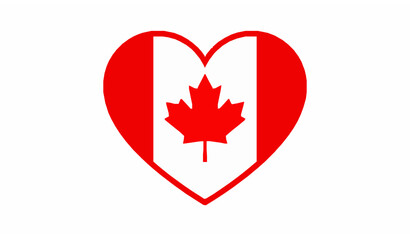 Obraz premium Canada Flag Heart Vector Illustration Isolated on White Background