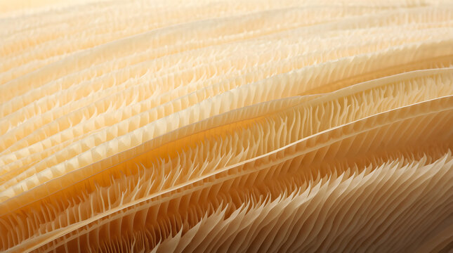 texture of what appears to be mushroom gills. The composition is horizontal, filling the frame with a series of thin, parallel lines that create a sense of depth and movement