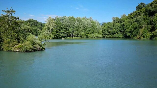 The Isere river in Saint Nazaire en Royans, France