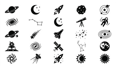 Premium celestial astronomy icon collection vector isolated on white background © Rimon