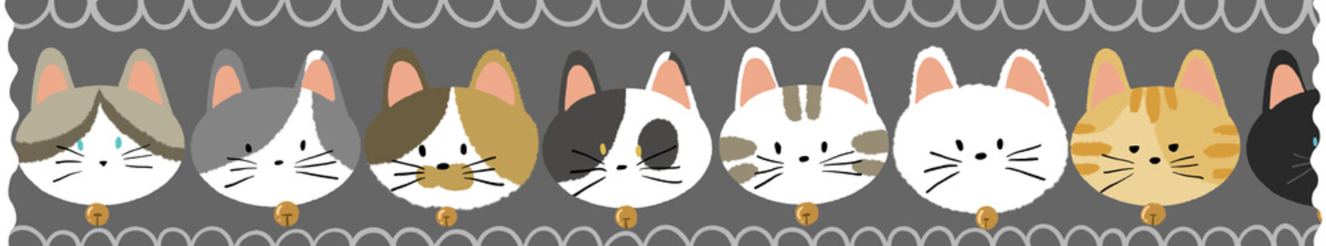 Cat Face Cartoon Digital Washi Tape Pattern