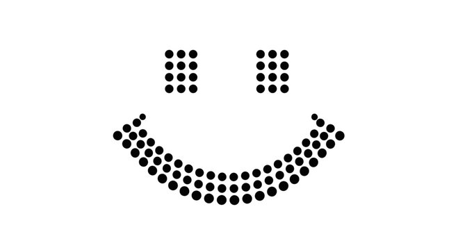 smiling face made of dots, emoticon
