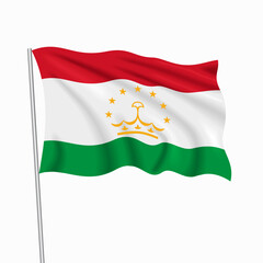 Naklejka premium Tajikistan waving national flag, design for national holidays. Vector illustration.