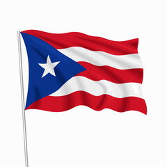 Fototapeta premium Puerto Rican waving national flag, design for national holidays. Vector illustration.