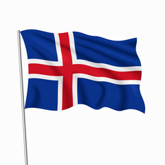 Fototapeta premium Icelandic waving national flag, design for national holidays. Vector illustration.