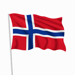 Fototapeta premium Norwegian waving national flag, design for national holidays. Vector illustration.