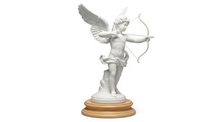 Fototapeta premium 3D Rendered Silver Angel Figurine on Golden Pedestal in Minimalist Setting