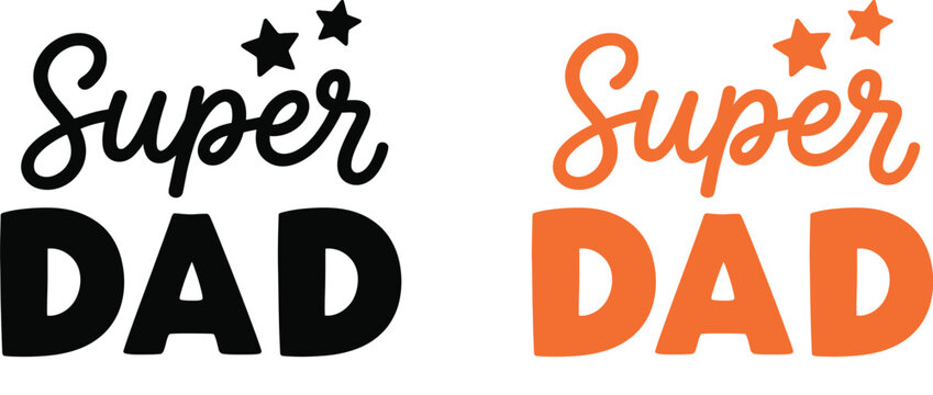 Super dad typography designs isolated on transparent background