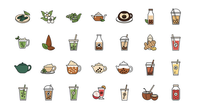 Variety of drinks and beverages icons 1.