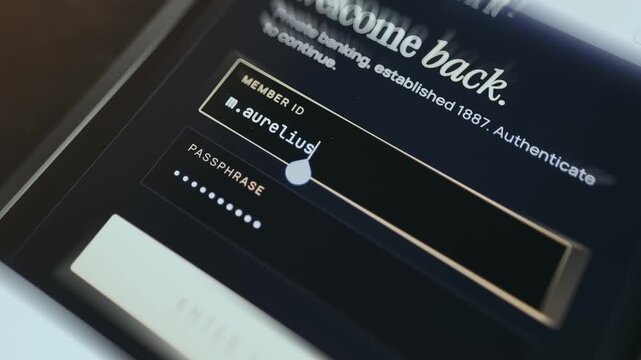 Banking application login screen, prompting user for their member ID and passphrase