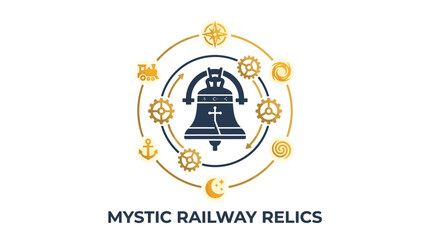 Naklejka premium Mystic Railway Bell Logo Illustration Design.