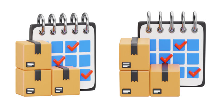 3D Render of Delivery Calendar with Cardboard Boxes