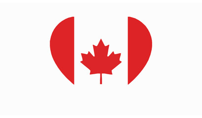 Obraz premium Heart Shaped Canada Flag Vector Illustration Isolated on White