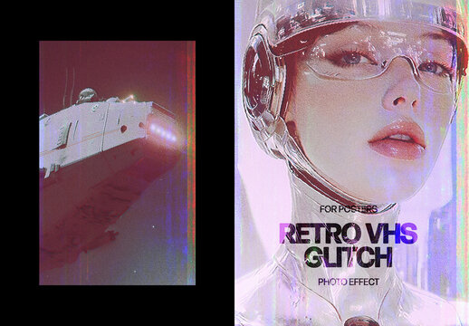Retro VHS Photo Effect &ndash; Glitch for Poster & Social Media (PSD)