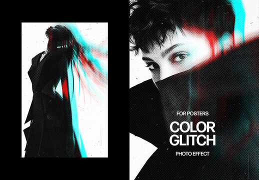 Glitch Photo Effect &ndash; Anaglyph for Poster & Social Media (PSD)