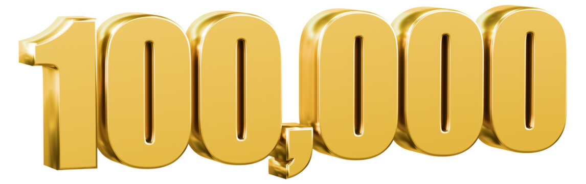 Shiny gold 100,000 number 3D graphic
