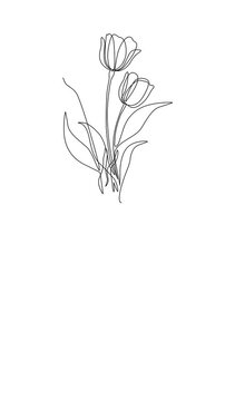 one line hand drawn flower