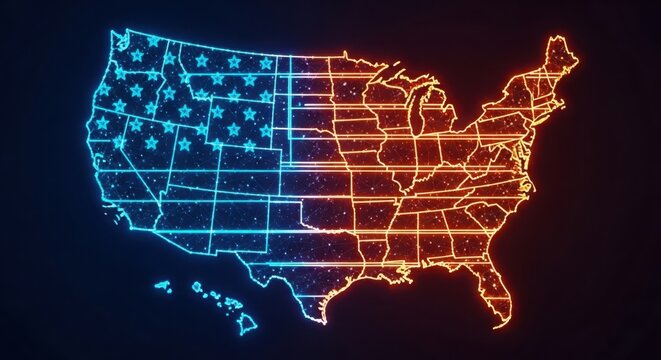 A map of the united states with a colorful gradient