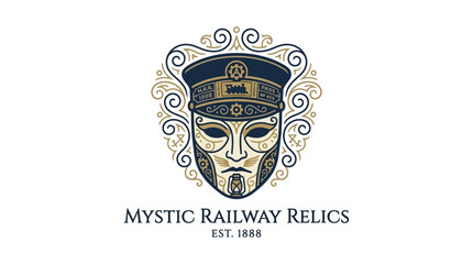 Vintage Railway Station Master Face Logo. © Asryaa