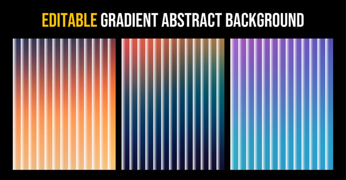 Editable gradient abstract backgrounds with vertical stripes
