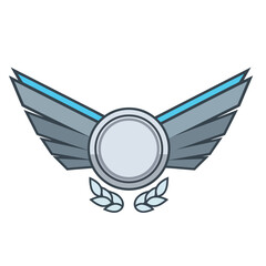 Obraz premium Silver metallic emblem with wings and laurel leaves.