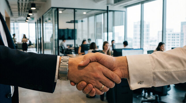 Close-Up of Business People Shaking Hands in Office