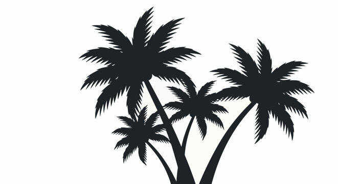 A cluster of silhouette palm trees against a white background
