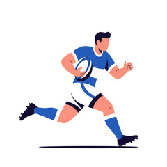 Obraz premium Rugby player running with the ball, vector illustration