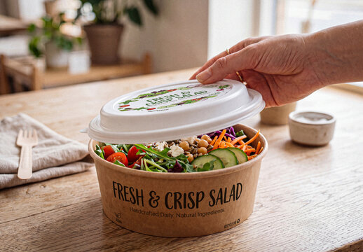 Kraft Paper Salad Box Mockup