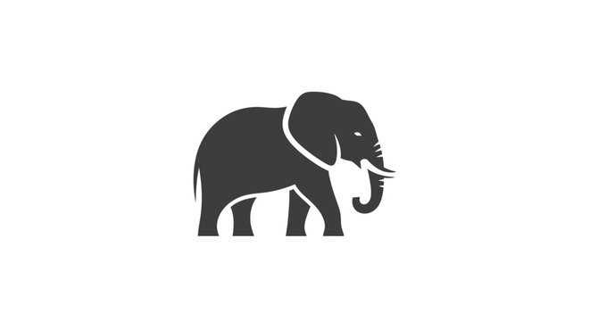 Black Elephant Silhouette Side View.