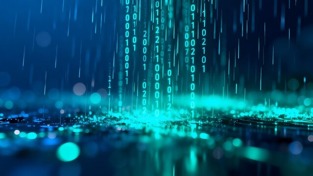 Digital rain of binary code