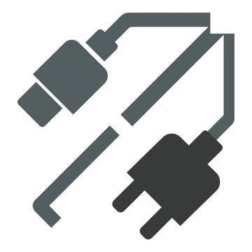 Electric plug and socket icon for connection and disconnection  technology symbol icon