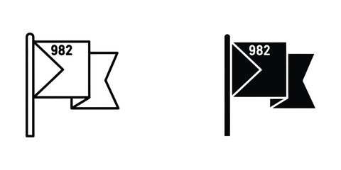 Black and White Directional Road Sign Indicating Route 982 Left and Right Turns © MSTSALEHA