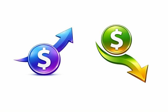 Up and down dollar sign arrows icon with coin design