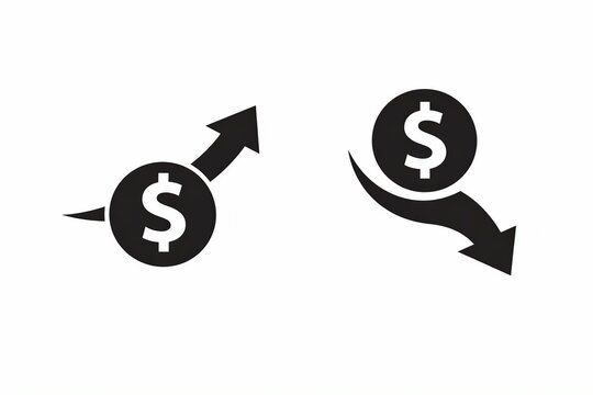 Up and down dollar sign arrow icon illustrating financial growth and decline