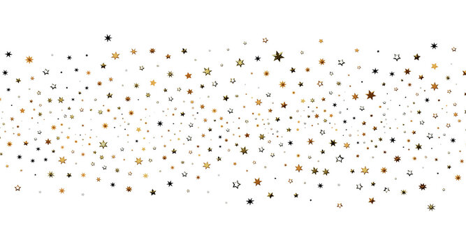 Elegant gold stars confetti, perfect for celebrations, holidays, events and decorations. Festive design elements on a wh