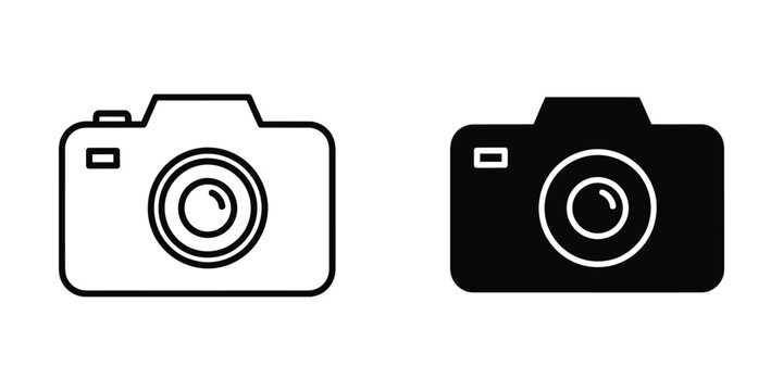 Minimalist Black and White Camera Icons Pointing Left and Right