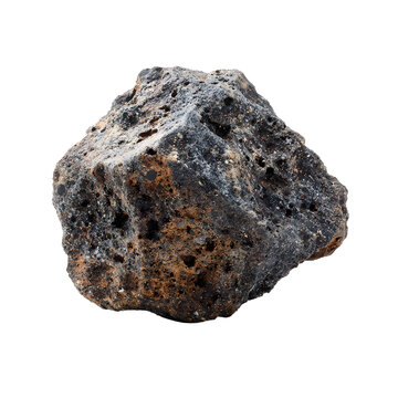 front view of single dunite rock in a isolated on a white transparent background