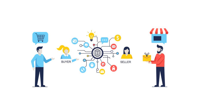 Online Shopping Concept: Buyer, Seller, Network, Connection, Commerce