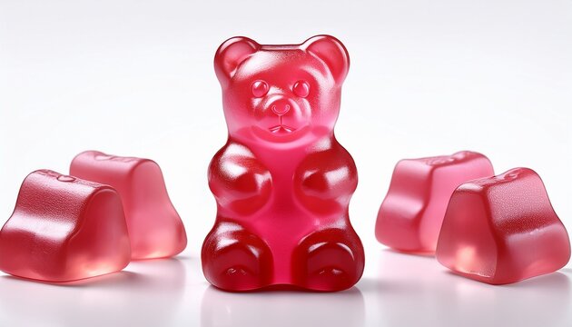 pink gummy bear candy isolated on white background delicious treat