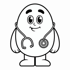 Fototapeta premium Cute Doctor Egg Cartoon Coloring Page for Kids