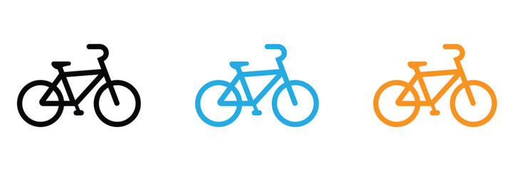 Fototapeta premium Bicycle icons in black, Blue, And orange on white background