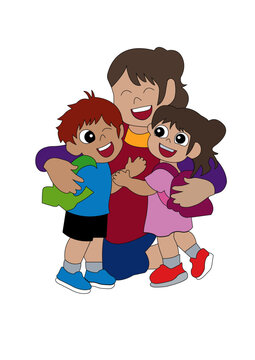 REGRESO A CLASES NI&Ntilde;OS ABRAZANDO A LA MAESTRA  VECTORIZADO PARA IMPRESION , CORTE EN FUOMIX O  APLIQUES