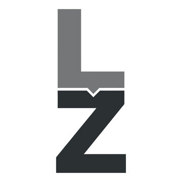Gray and black letter L and Z stacked alphabet  graphic design element icon